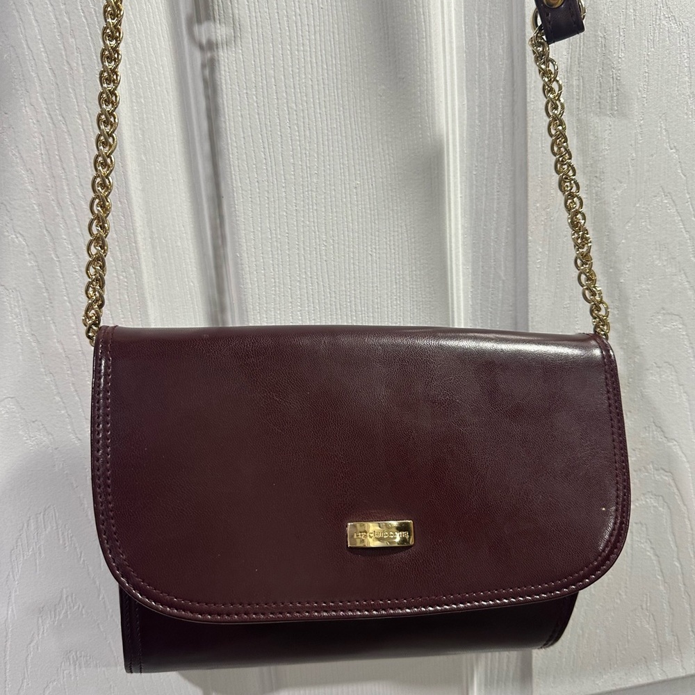 Liz Claiborne Burgundy Crossbody Bag with Gold Chain